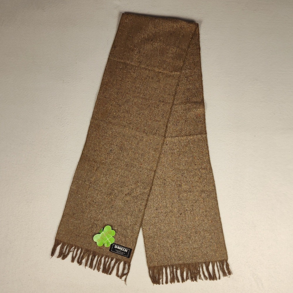 NOS Shandon Irish Tweed Wool Scarf Brown Multi Fleck Made in Ireland Cork